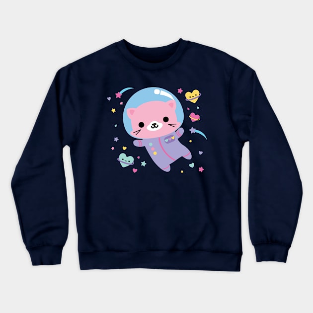 Kitty in Space Crewneck Sweatshirt by BoredInc